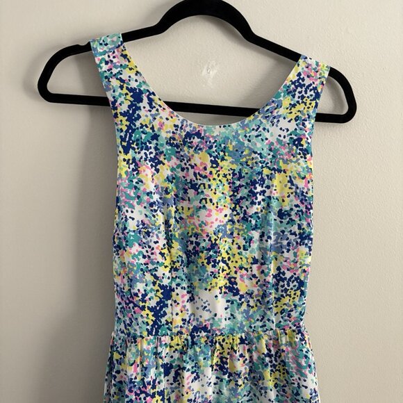 Britt Ryan Womn 4 Colorful Confetti Print Silk Sleeveless Criss Cross Back Dress - Picture 3 of 11